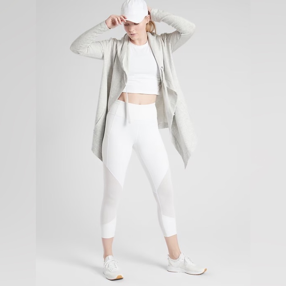 Athleta Vista Wrap Open Front Hooded Cardigan